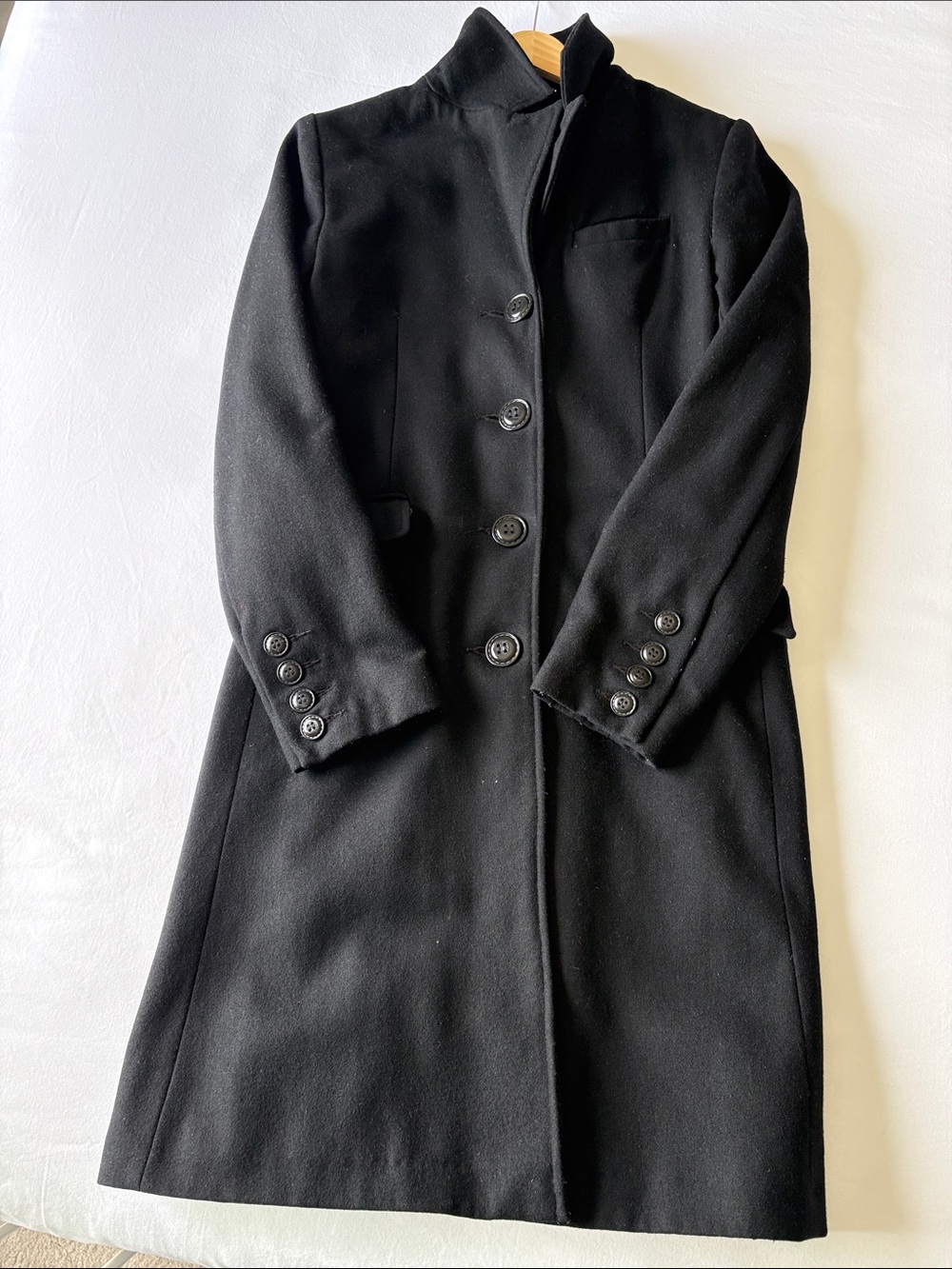 Ricki's Black Single-Breasted Wool Trench Coat - Picture 7 of 7